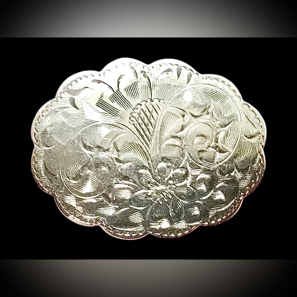 Vintage Sterling Silver Burkhardt Jewellers Floral Engraved Brooch/Pin